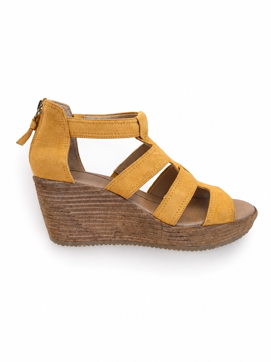 Dr. Scholl's Shoes - Dr. Scholl’s Long Island Wedge Sandals Mustard Faux Suede Shoes Size 9.5